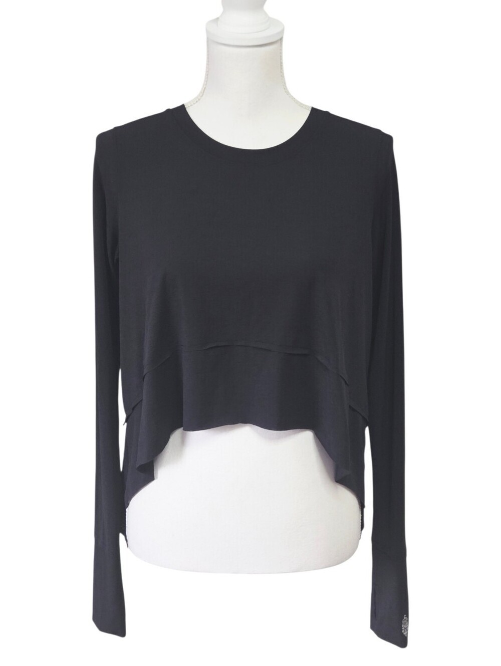 Free People Tempo Long Sleeve Tee Shirt Top Black Small - Picture 3 of 9